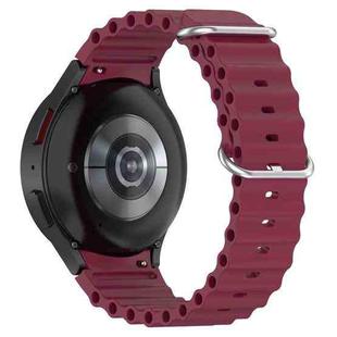 For Samsung Galaxy Watch 7 40 / 44mm Marine Silver Buckle Silicone Watch Band(Wine Red)