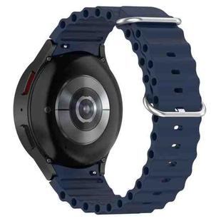 For Samsung Galaxy Watch 7 40 / 44mm Marine Silver Buckle Silicone Watch Band(Dark Blue)