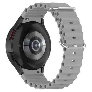 For Samsung Galaxy Watch 7 40 / 44mm Marine Silver Buckle Silicone Watch Band(Gray)