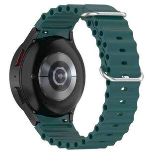 For Samsung Galaxy Watch 7 40 / 44mm Marine Silver Buckle Silicone Watch Band(Dark Green)