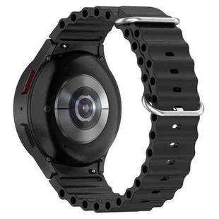 For Samsung Galaxy Watch 7 40 / 44mm Marine Silver Buckle Silicone Watch Band(Black)