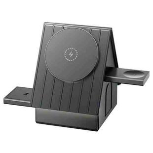 G68 15W Desktop Magnetic Charging Dock 3 in 1 Wireless Charger for Watch / Phone / Earbuds(Dark Grey)