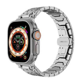 For Apple Watch 46mm / 49mm / 45mm / 44mm Octagonal Stainless Steel  Watch(Silver)