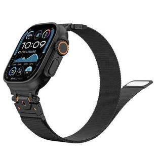 For Apple Watch 46mm / 49mm / 45mm / 44mm Milanese Steel Magnetic Watch Band(Black)
