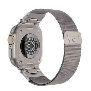 For Apple Watch 46mm / 49mm / 45mm / 44mm Milanese Steel Magnetic Watch Band(Titanium)