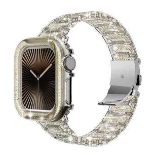 For Apple Watch Series 10 42mm Chameleon PC Case Epoxy Resin Watch Band(Color Changing Gold)