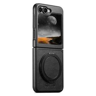 For Samsung Galaxy Z Flip6 Suteni G3 Oil Wax 360 Rotation Holder MagSafe Back Phone Case(Black)