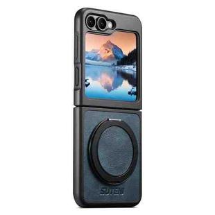 For Samsung Galaxy Z Flip6 Suteni G3 Oil Wax 360 Rotation Holder MagSafe Back Phone Case(Blue)