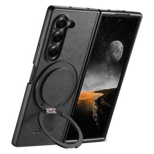 For Samsung Galaxy Z Fold6 Suteni G3 Oil Wax 360 Rotation Holder MagSafe Back Phone Case(Black)