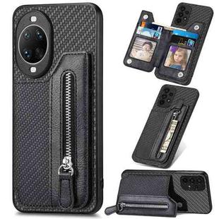For Huawei nova 14 Carbon Fiber Horizontal Flip Zipper Wallet Phone Case(Black)