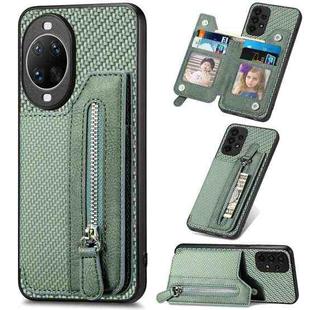 For Huawei nova 14 Carbon Fiber Horizontal Flip Zipper Wallet Phone Case(Green)