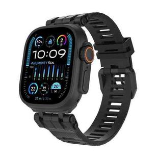 For Apple Watch 46mm / 49mm / 45mm / 44mm H016 Functional Series Twill Texture TPU Watch Band(Black Black)