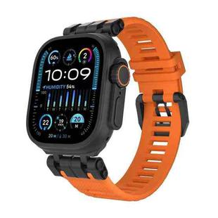 For Apple Watch 46mm / 49mm / 45mm / 44mm H016 Functional Series Twill Texture TPU Watch Band(Black Orange)