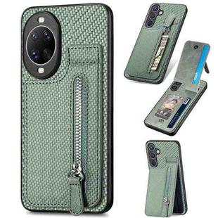 For Huawei nova 14 Pro Carbon Fiber Vertical Flip Zipper Phone Case(Green)