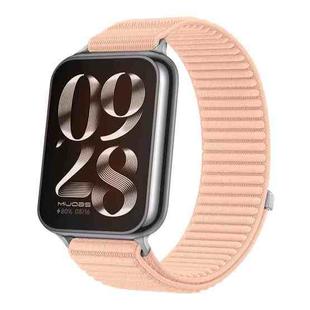 For Xiaomi Smart Band 9 Pro / 8 Pro Woven Nylon Hook And Loop Fastener Watch Band(Milkshake Pink)
