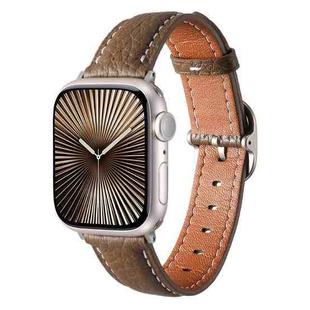 For Apple Watch 46mm / 49mm / 45mm / 44mm Square Buckle Litchi Texture Genuine Leather Watch Band(Brownish)