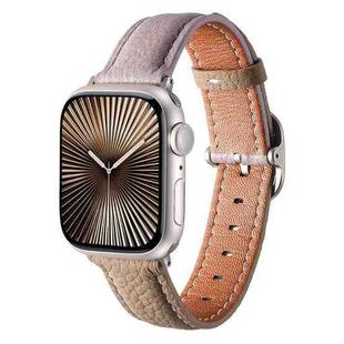 For Apple Watch 42mm / 41mm / 40mm / 38mm Square Buckle Litchi Texture Genuine Leather Watch Band(Misty Purple Khaki)
