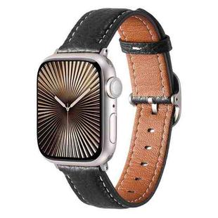For Apple Watch 42mm / 41mm / 40mm / 38mm Square Buckle Litchi Texture Genuine Leather Watch Band(Black)