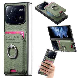 For Xiaomi Mix Fold 4 Twill Fabric Card Bag Ring Magnetic Back Phone Case(Green)