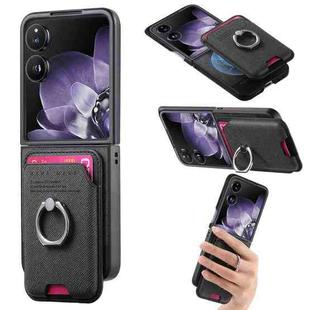 For Xiaomi Mix Flip Twill Fabric Card Bag Ring Magnetic Back Phone Case(Black)