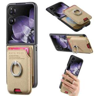 For Xiaomi Mix Flip Twill Fabric Card Bag Ring Magnetic Back Phone Case(Khaki)