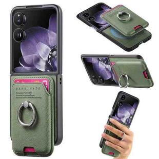 For Xiaomi Mix Flip Twill Fabric Card Bag Ring Magnetic Back Phone Case(Green)