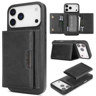 For iPhone 17 Pro Max Kalebol Strong Magnetic MagSafe Tri-Fold Wallet Leather Phone Case(Black)