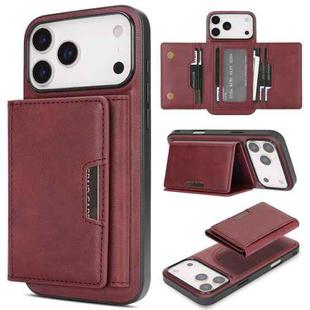 For iPhone 17 Pro Max Kalebol Strong Magnetic MagSafe Tri-Fold Wallet Leather Phone Case(Red)