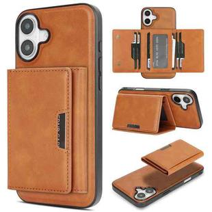 For iPhone 17 Kalebol Strong Magnetic MagSafe Tri-Fold Wallet Leather Phone Case(Brown)