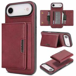 For iPhone 17 Air Kalebol Strong Magnetic MagSafe Tri-Fold Wallet Leather Phone Case(Red)