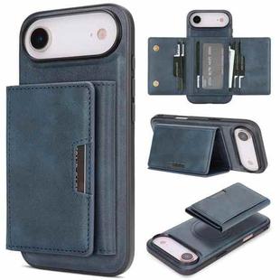 For iPhone 17 Air Kalebol Strong Magnetic MagSafe Tri-Fold Wallet Leather Phone Case(Blue)