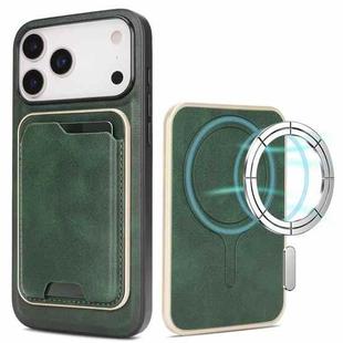 For iPhone 17 Pro Max Kalebol Slim MagSafe Ring Magnetic Card Bag Leather Phone Case(Green)