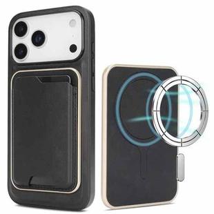 For iPhone 17 Pro Kalebol Slim MagSafe Ring Magnetic Card Bag Leather Phone Case(Black)