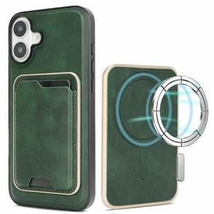 For iPhone 17 Kalebol Slim MagSafe Ring Magnetic Card Bag Leather Phone Case(Green)