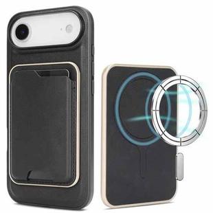 For iPhone 17 Air Kalebol Slim MagSafe Ring Magnetic Card Bag Leather Phone Case(Black)