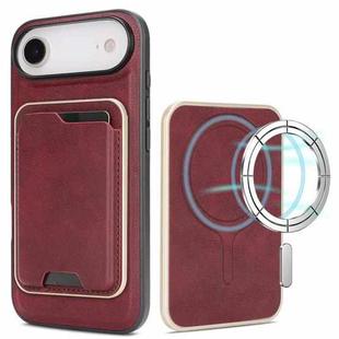 For iPhone 17 Air Kalebol Slim MagSafe Ring Magnetic Card Bag Leather Phone Case(Red)