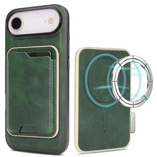 For iPhone 17 Air Kalebol Slim MagSafe Ring Magnetic Card Bag Leather Phone Case(Green)