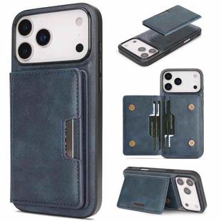 For iPhone 17 Pro Max Kalebol Strong MagSafe Magnetic Two-Fold Card Bag Leather Phone Case(Blue)