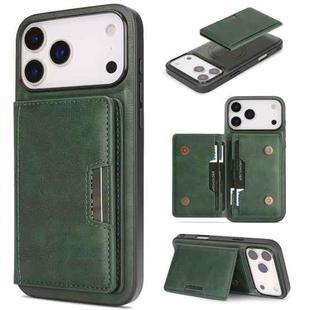For iPhone 17 Pro Max Kalebol Strong MagSafe Magnetic Two-Fold Card Bag Leather Phone Case(Green)