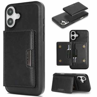 For iPhone 17 Kalebol Strong MagSafe Magnetic Two-Fold Card Bag Leather Phone Case(Black)