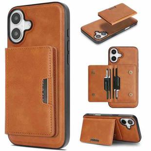 For iPhone 17 Kalebol Strong MagSafe Magnetic Two-Fold Card Bag Leather Phone Case(Brown)
