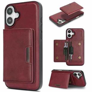 For iPhone 17 Kalebol Strong MagSafe Magnetic Two-Fold Card Bag Leather Phone Case(Red)