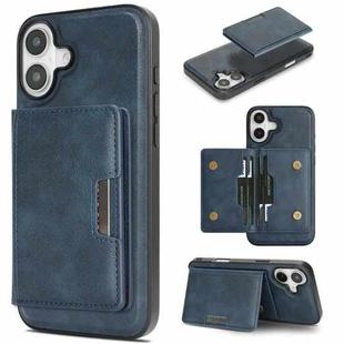 For iPhone 17 Kalebol Strong MagSafe Magnetic Two-Fold Card Bag Leather Phone Case(Blue)