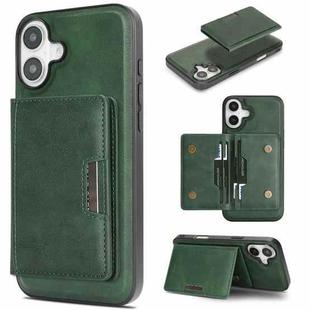 For iPhone 17 Kalebol Strong MagSafe Magnetic Two-Fold Card Bag Leather Phone Case(Green)
