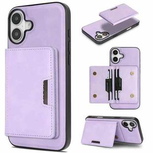 For iPhone 17 Kalebol Strong MagSafe Magnetic Two-Fold Card Bag Leather Phone Case(Purple)