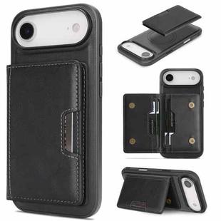 For iPhone 17 Air Kalebol Strong MagSafe Magnetic Two-Fold Card Bag Leather Phone Case(Black)