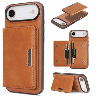 For iPhone 17 Air Kalebol Strong MagSafe Magnetic Two-Fold Card Bag Leather Phone Case(Brown)