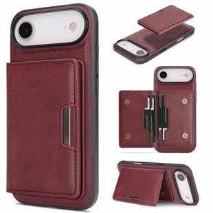 For iPhone 17 Air Kalebol Strong MagSafe Magnetic Two-Fold Card Bag Leather Phone Case(Red)