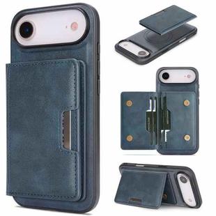 For iPhone 17 Air Kalebol Strong MagSafe Magnetic Two-Fold Card Bag Leather Phone Case(Blue)