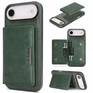 For iPhone 17 Air Kalebol Strong MagSafe Magnetic Two-Fold Card Bag Leather Phone Case(Green)